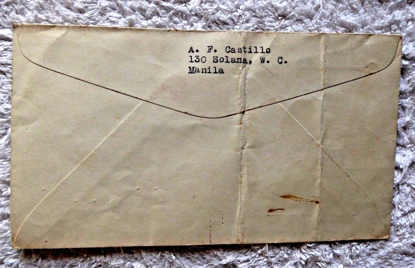 BATAAN WWII JAPANESE ENVELOPE w/ STAMPS JAPAN OCCUPIED PHILIPPINES MANILA 1943