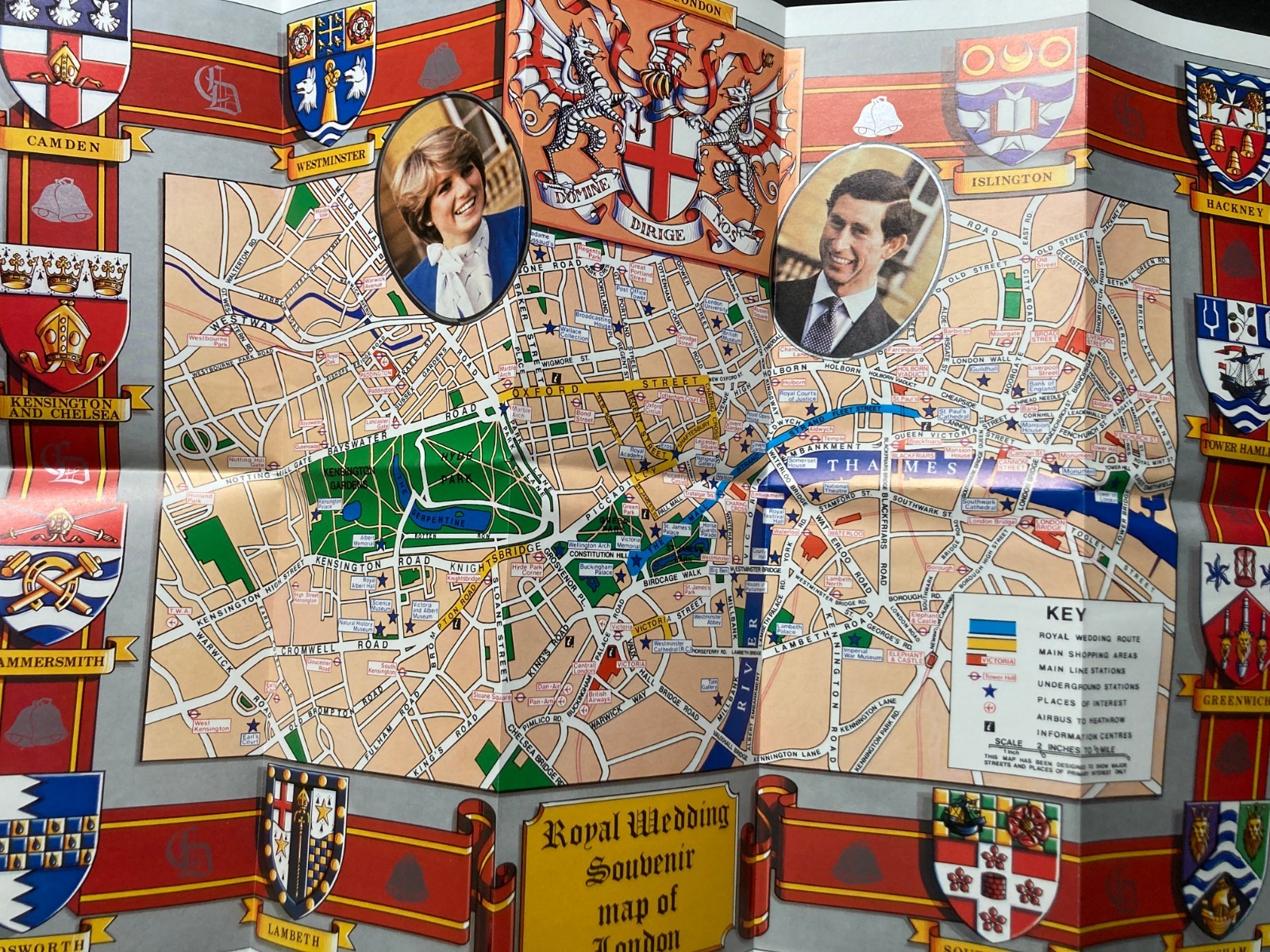 The 1981 (Charles & Diana) Royal Wedding Souvenir Map of London C66