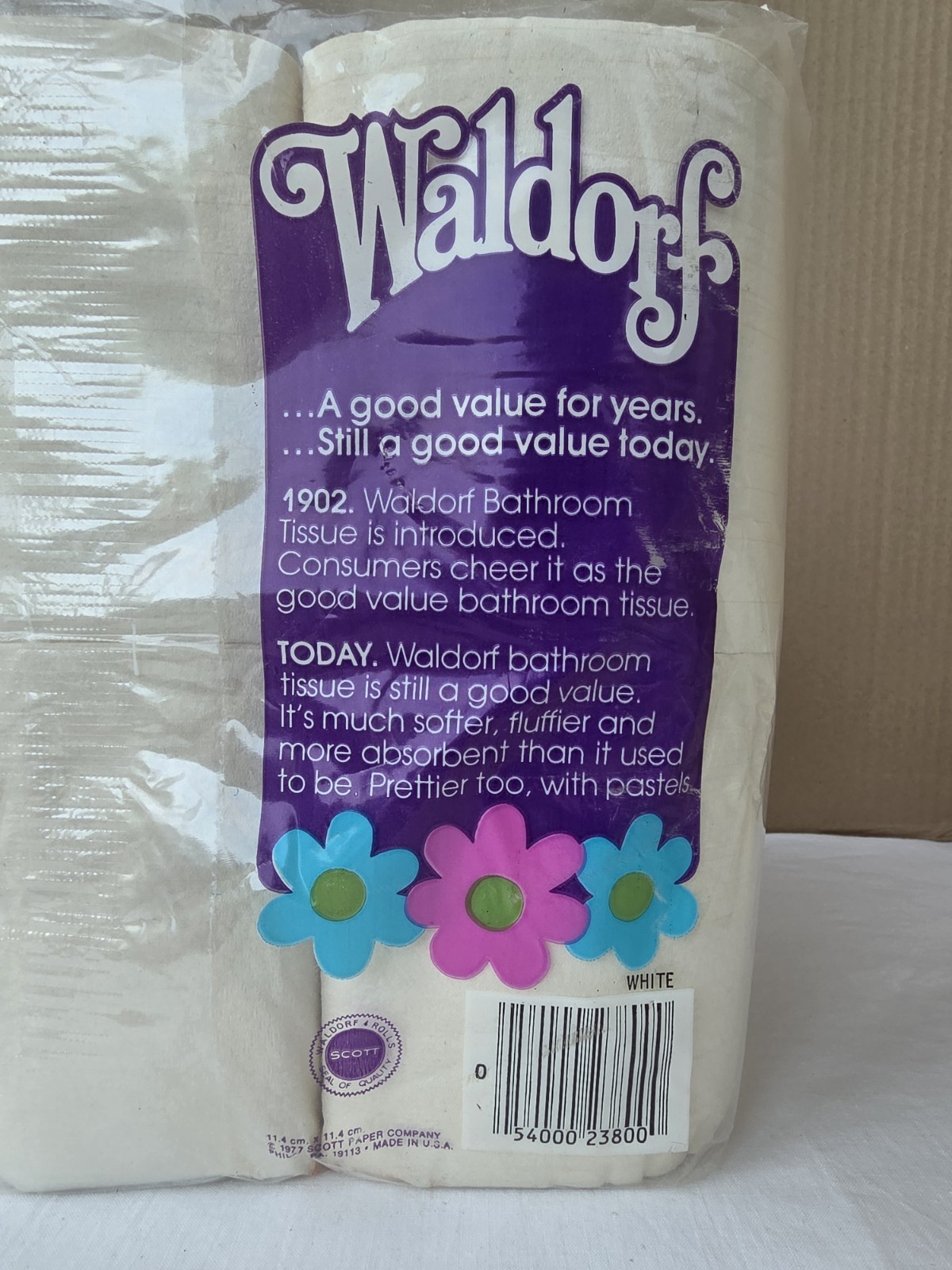 Vintage SCOTT WALDORF Flower Power Toilet Paper NOS In Sealed Package 4 Rolls