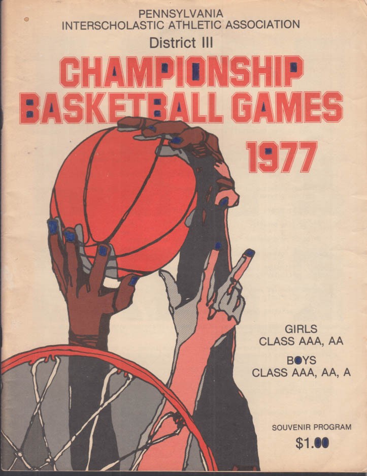 Pennsylvania High School Basketball Tournament Program Girls Boys AAA AA A 1977