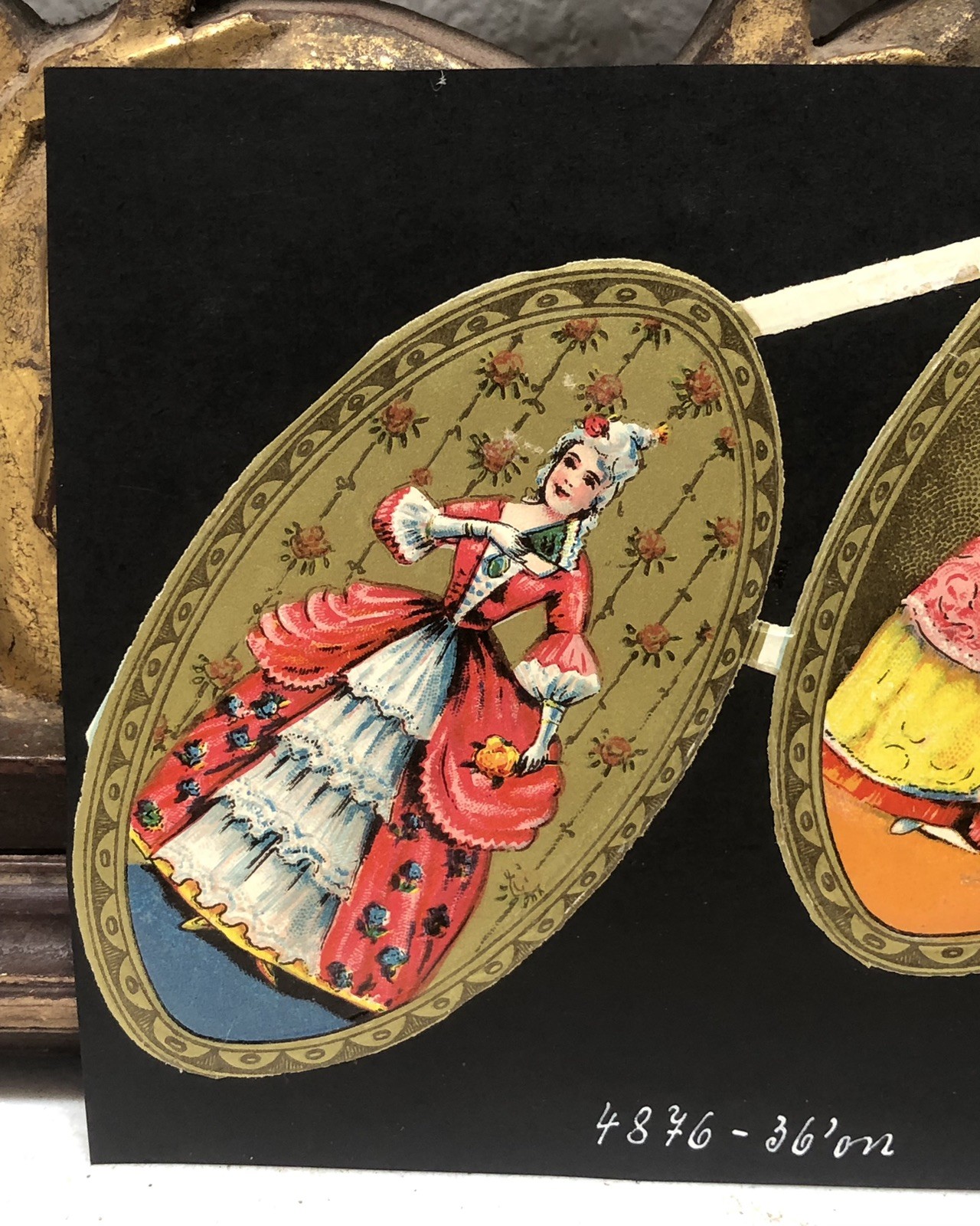 Dancing Couple & Victorian Ladies Die Cut Scraps Glued on Paper Double Sided L7