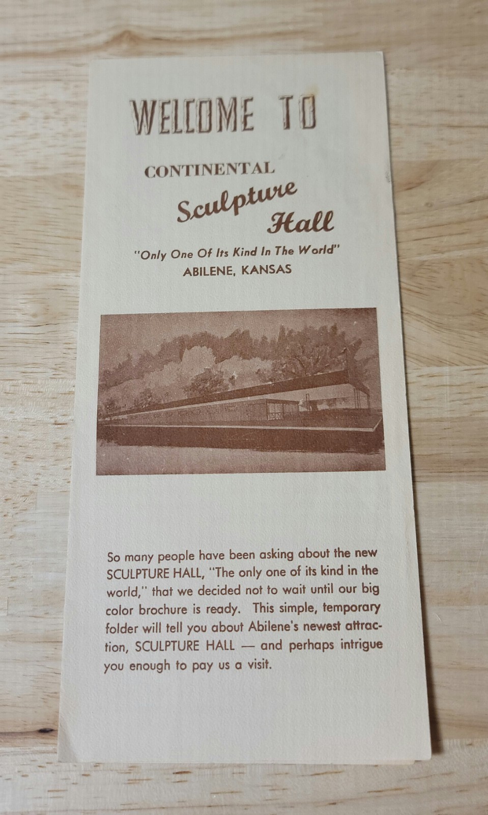 CONTINENTAL SCULPTURE HALL BROCHURE Abilene Kansas 1970s/1980s