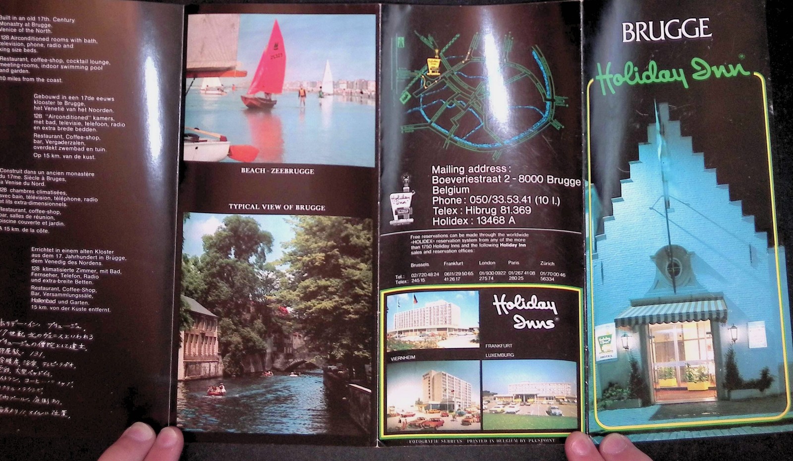 Holiday Inn Brugge Belgium 1970s Brochure Holdex Hotel Monastery Map Advertising