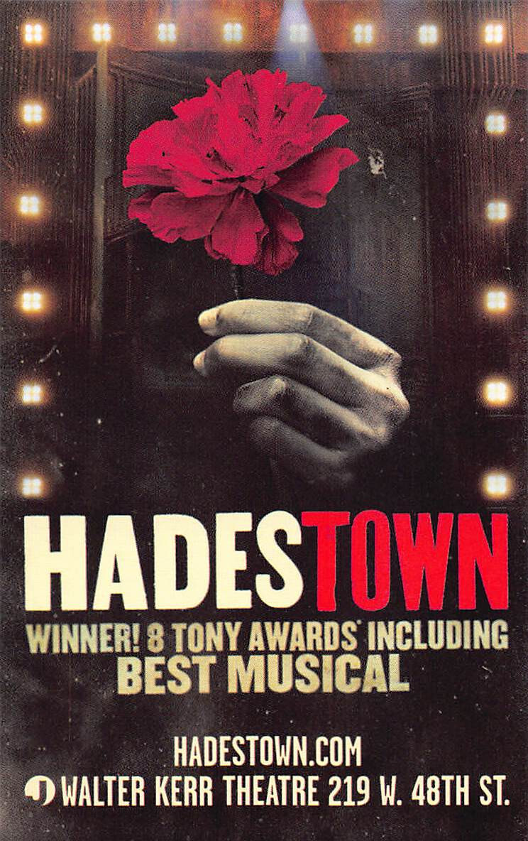 Hadestown ad handbill the musical flyer Broadway New York City NYC 2023