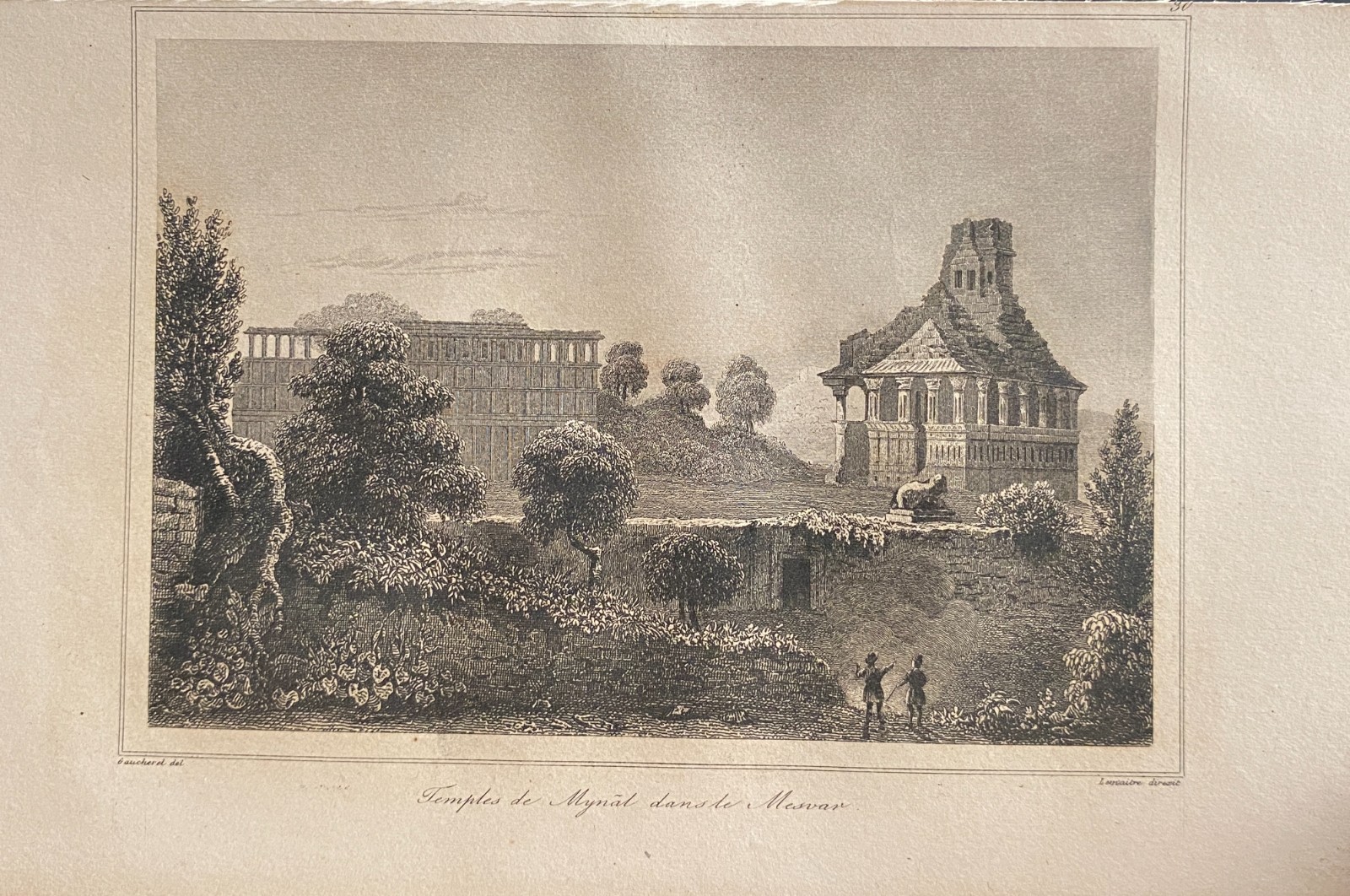 Engraving India 1843 “Temples Of Mynat In The Mesvar”