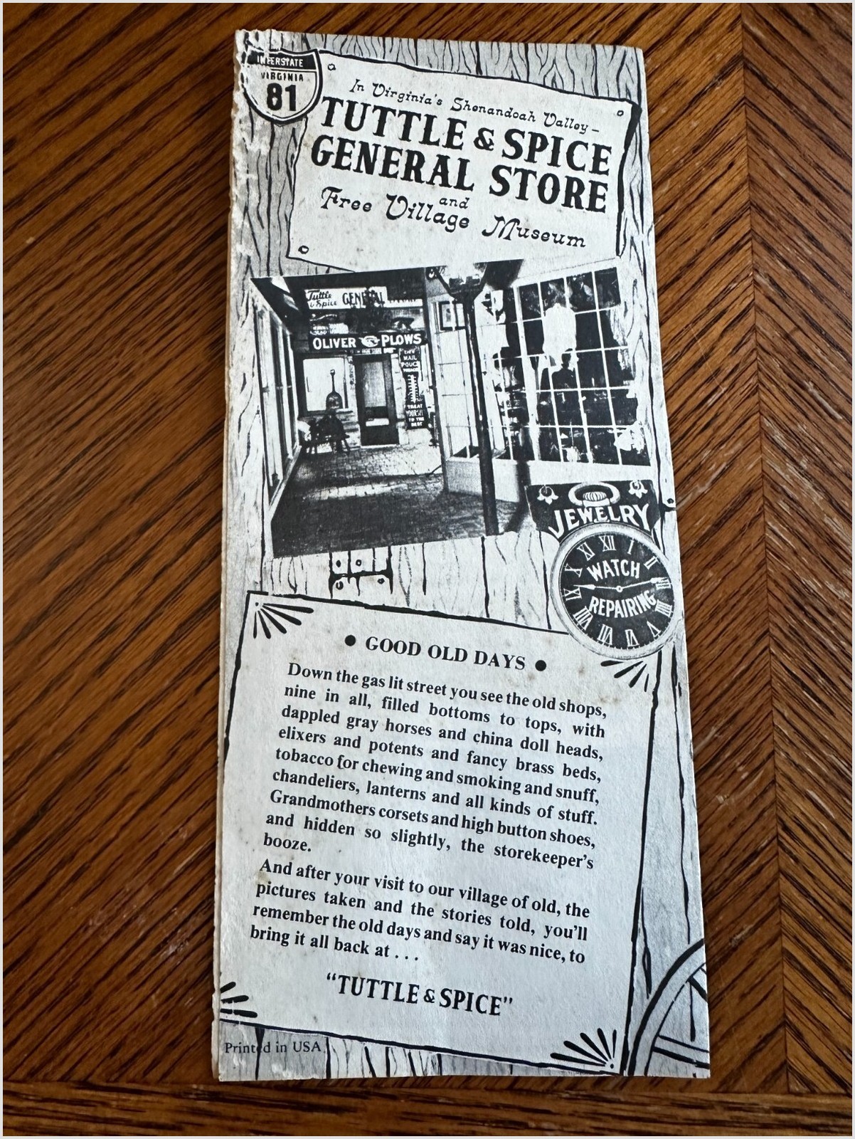 Tuttle & Spice General Store Brochure Shenandoah Caverns VA 1980s