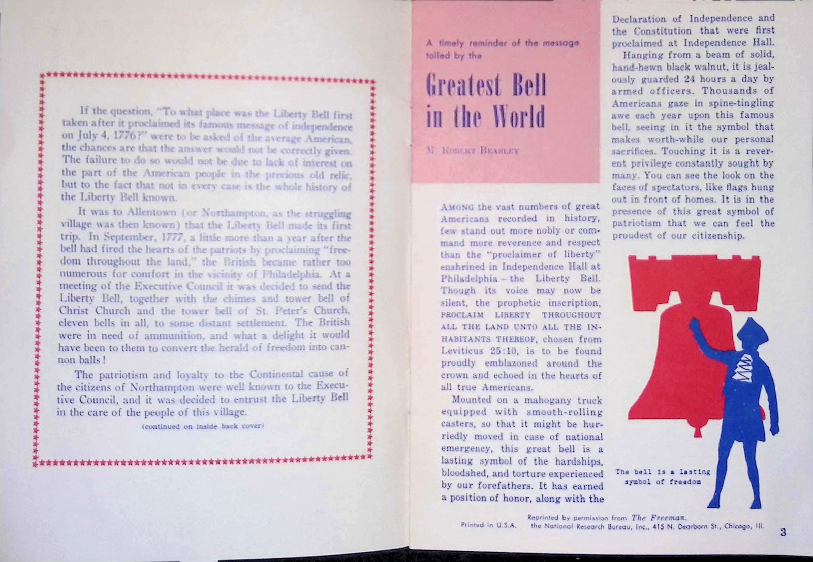 The GREATEST BELL IN THE WORLD Booklet 1950s Liberty Bell History Chicago IL