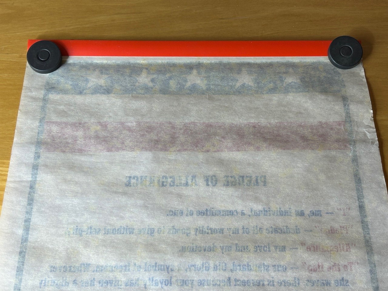 Vintage Pledge of Allegiance Scroll with Red, White, & Blue Storage Tube