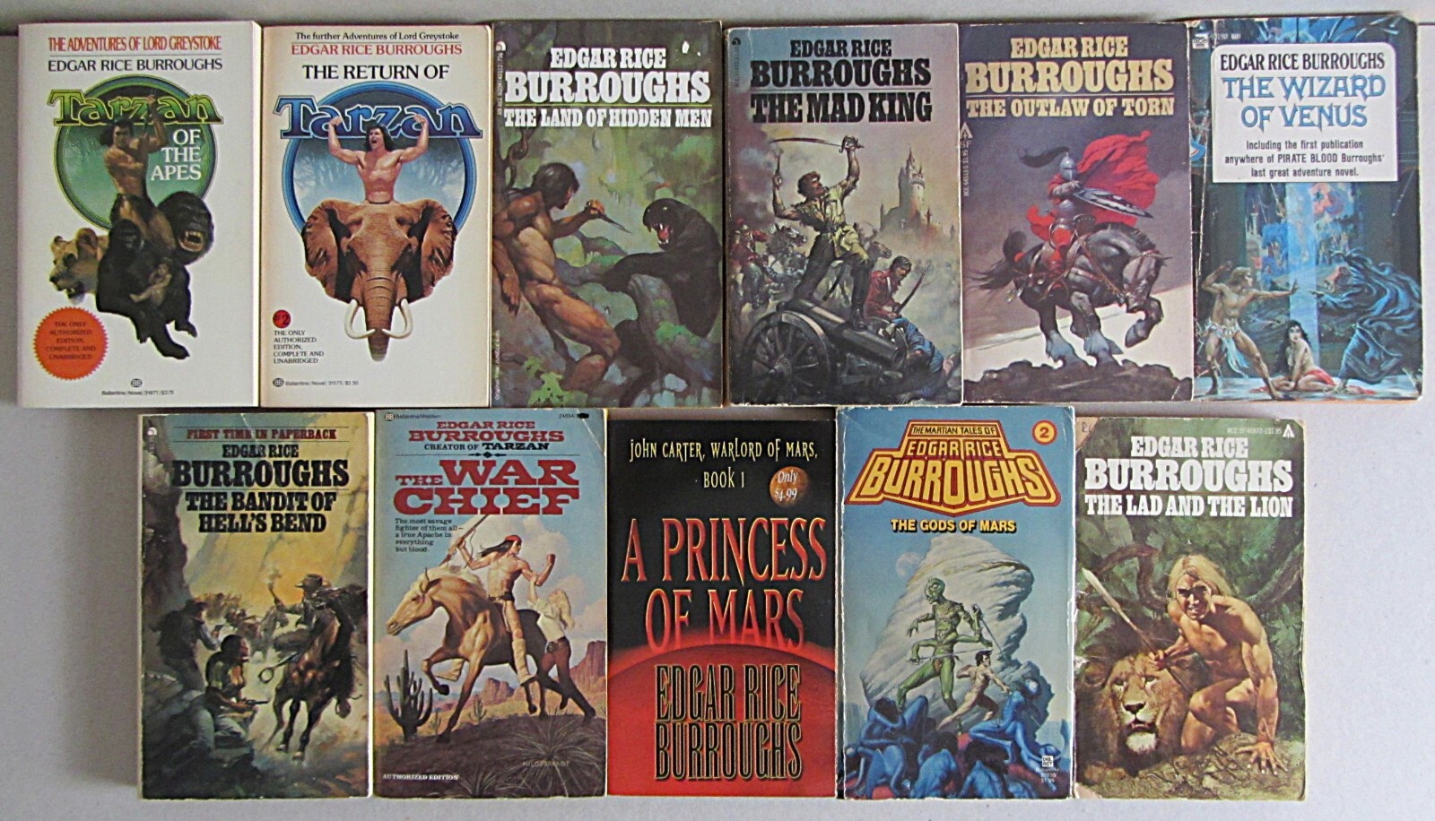 LOT 11~EDGAR RICE BURROUGHS PB~TARZAN~JOHN CARTER~WESTERNS~NON SERIES~GD to FINE