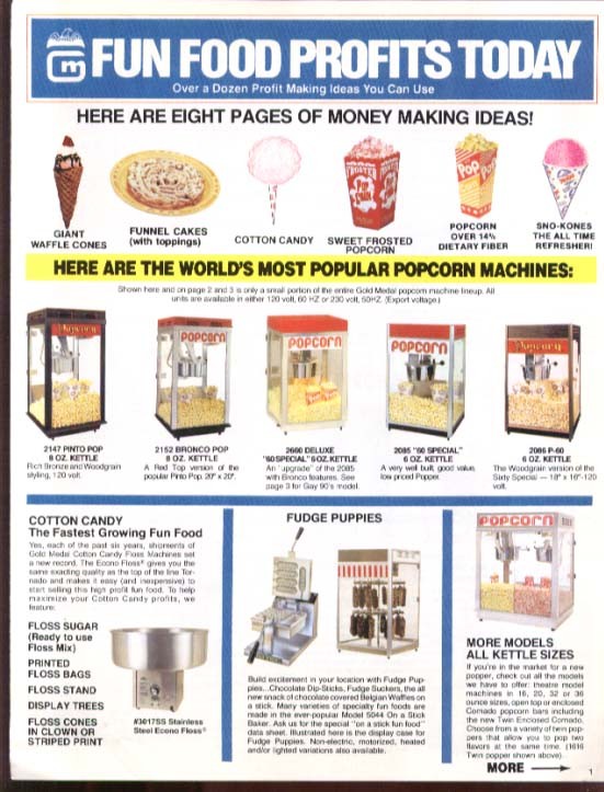 Gold Medal Popcorn & Snack Machine Catalog 1991