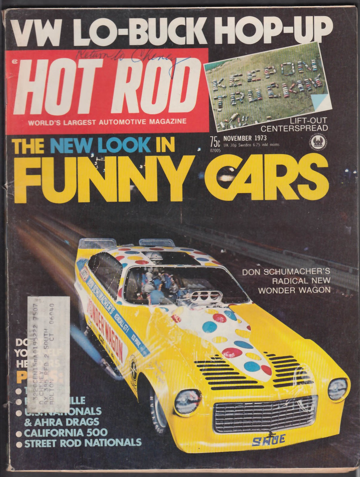 HOT ROD Don Schumacher Volkswagen Hop-Up AHRA California 500 + 11 1973