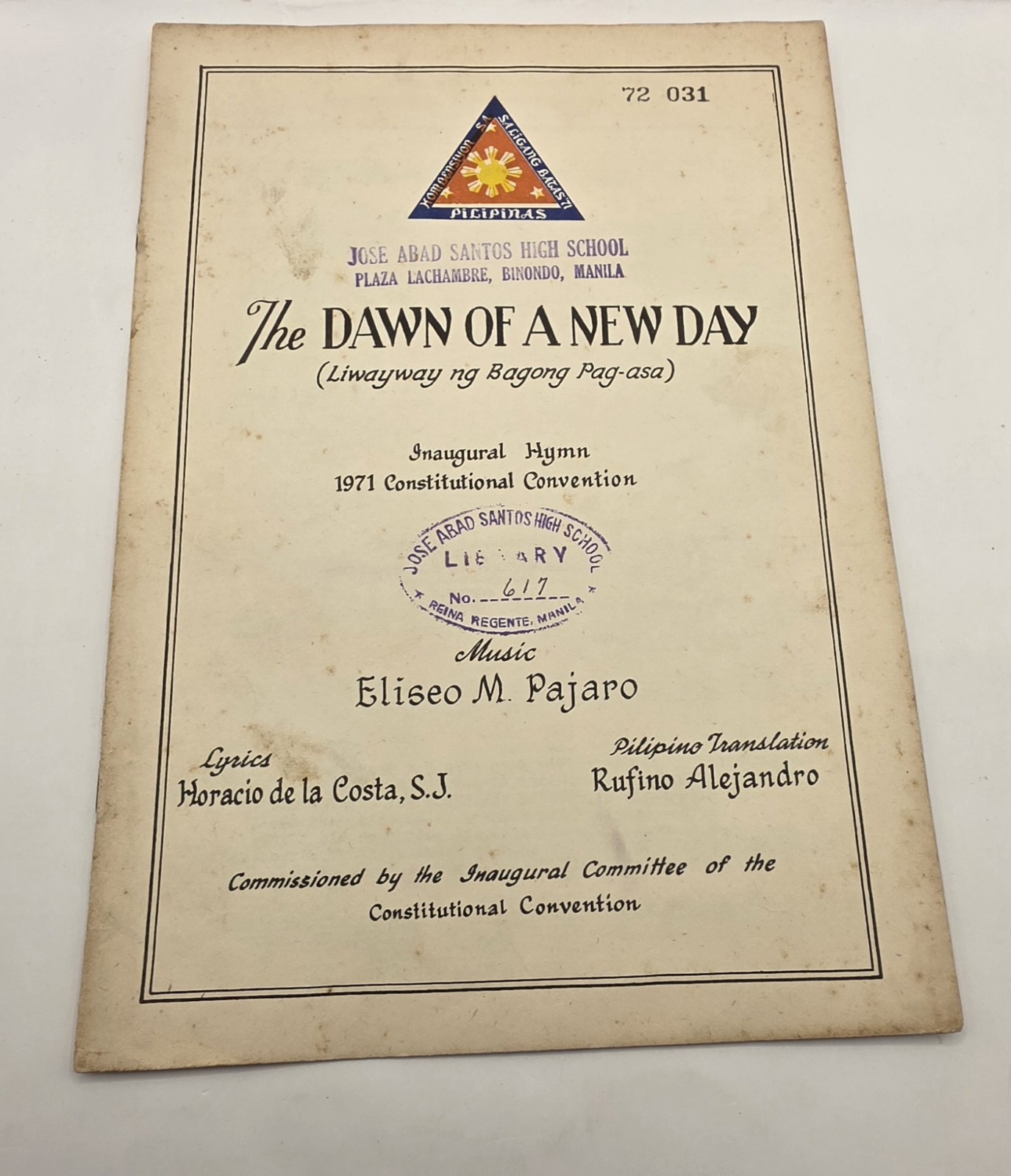 1971 Philippines Constitutional Convention Inaugural Hymn”The Dawn Of A New Day”