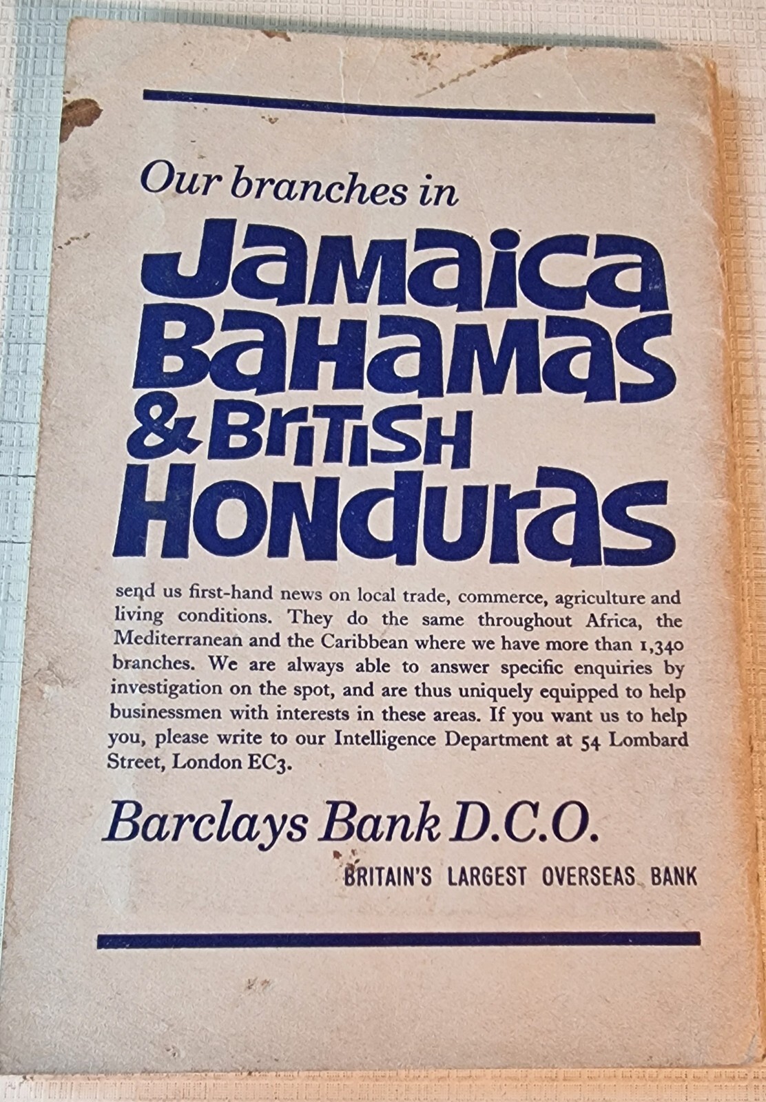 Hints to Business Men Visiting Jamaica Bahamas Bermuda & British Honduras 1965