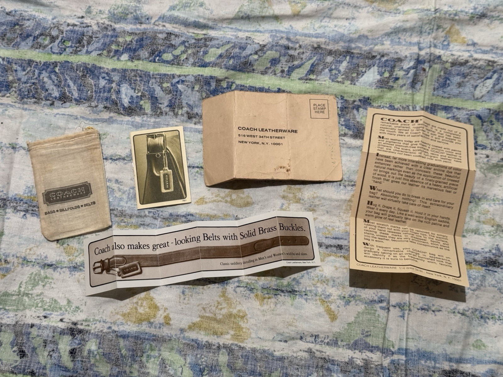 Vintage 1978 Coach Leatherware Paperwork Catalog Registration Muslin Bag 1970s