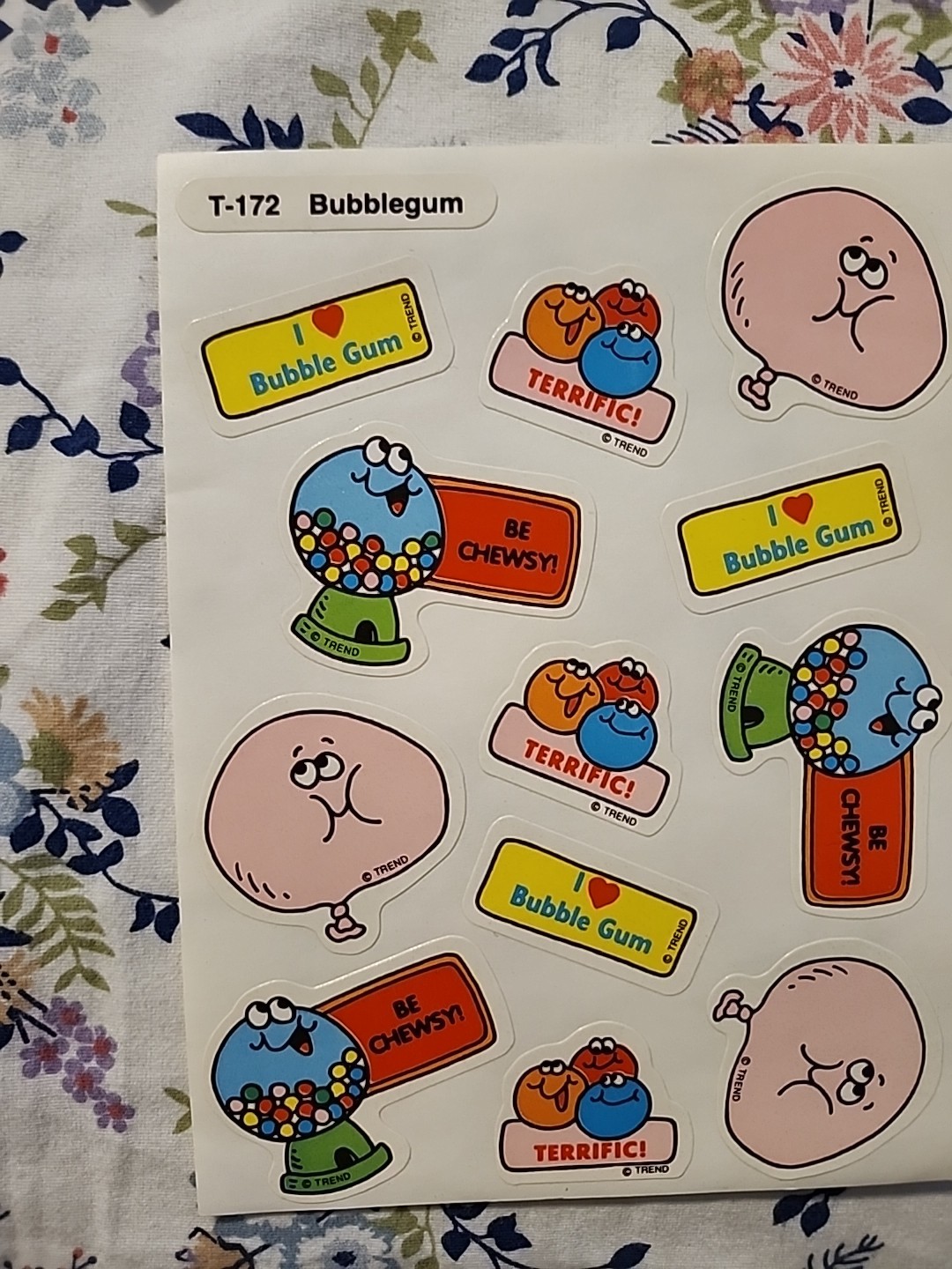 BUBBLE GUM Vintage TREND Scratch & Sniff Stinky Sticker Sheet Die Cut Scent RARE