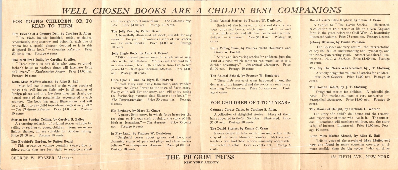 Books Which Make Happy Children” 1900s Promo Brochure – Dummer Illus. Ants