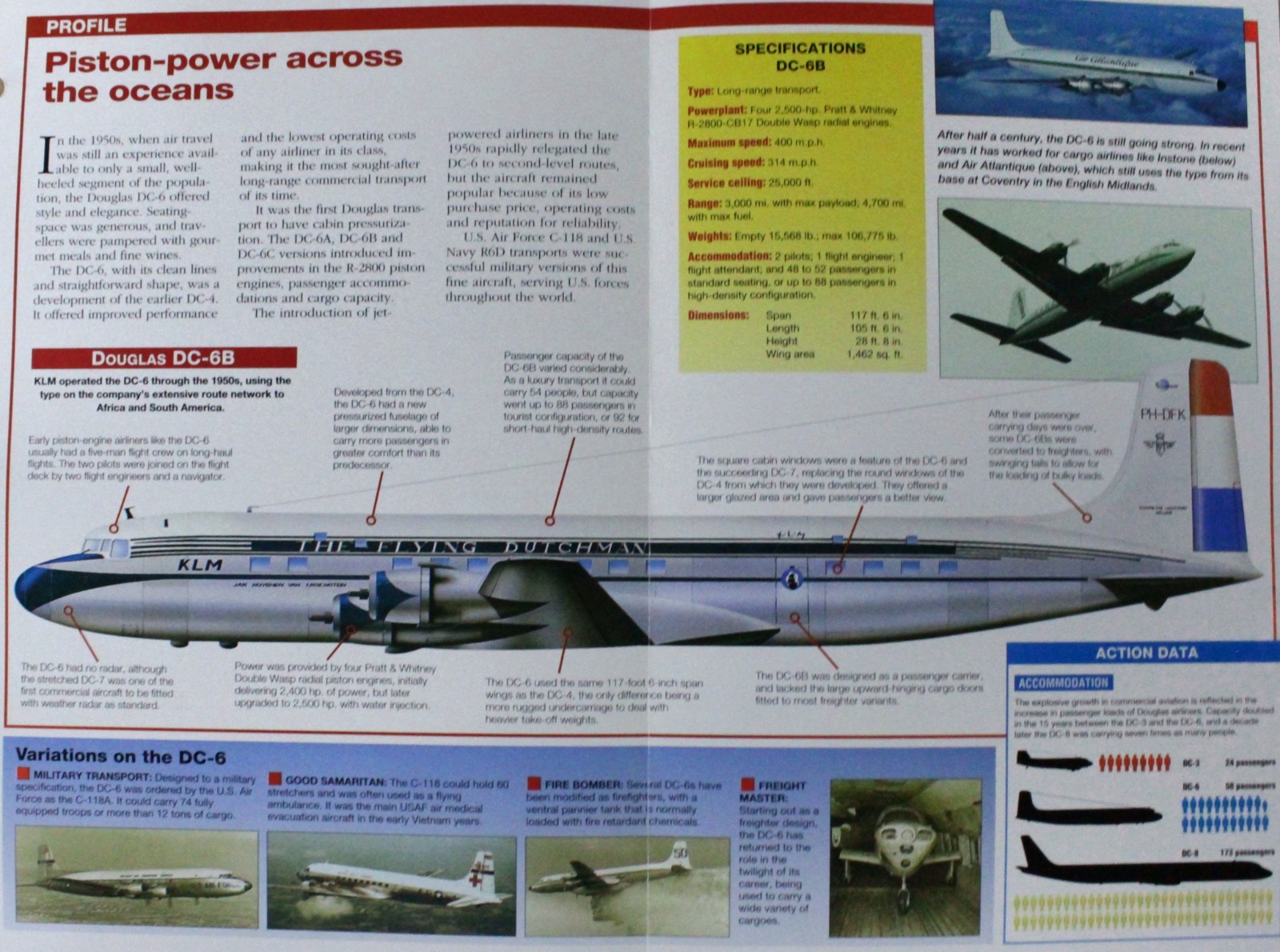 Douglas DC-6 DC 6 Picture Brochure Pamphlet Out of Print Info Aircraft Sheet