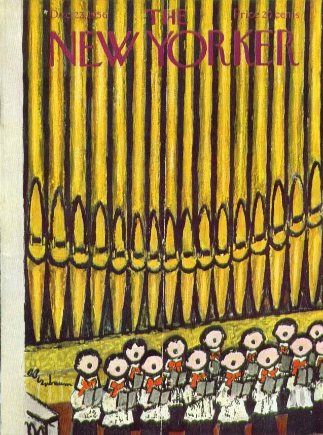New Yorker cover Birnbaum organ & boys choir 12/22 1956