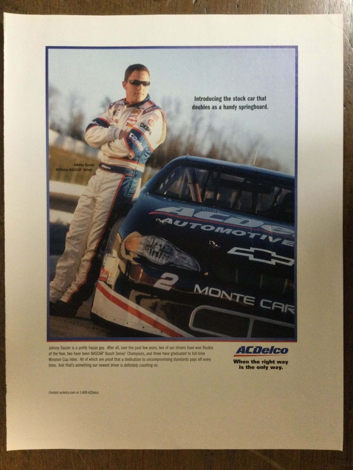 Misc 7093 Advertisement 2002 AC Delco Chevrolet Monte Carlo Johnny Sauter
