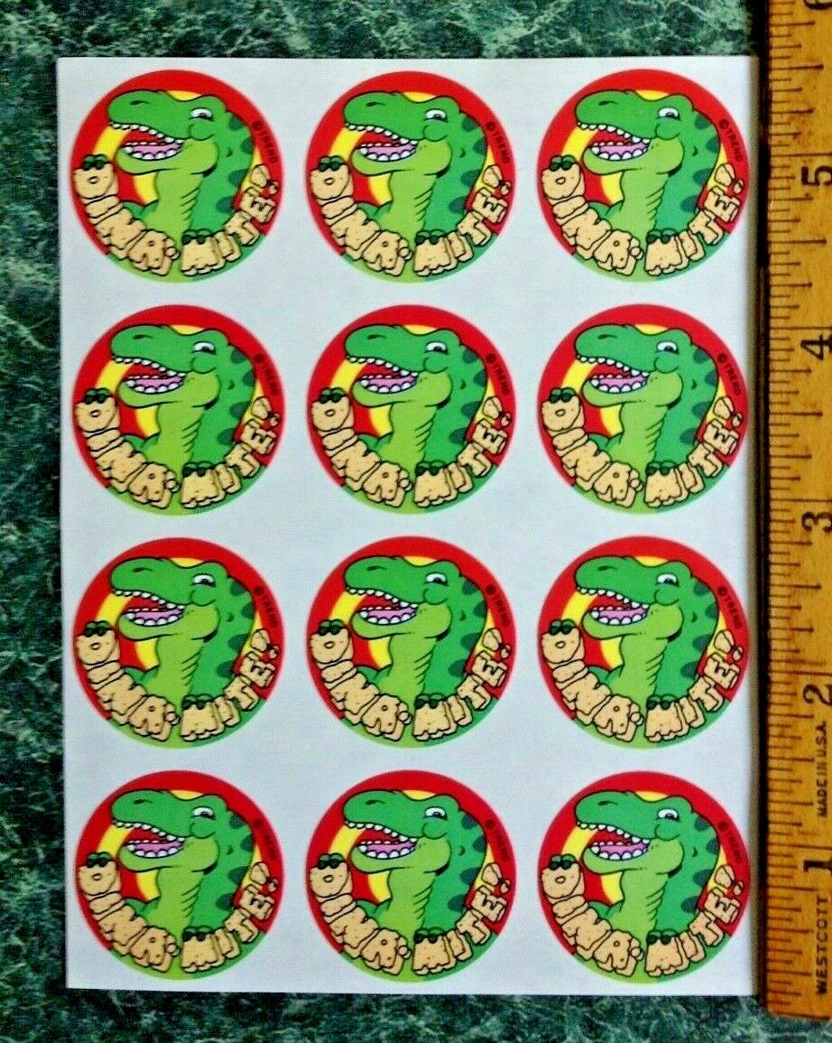 Vintage 80s TREND Scratch & Sniff Stinky Sticker Sheet DINA-MITE Lime Scent RARE