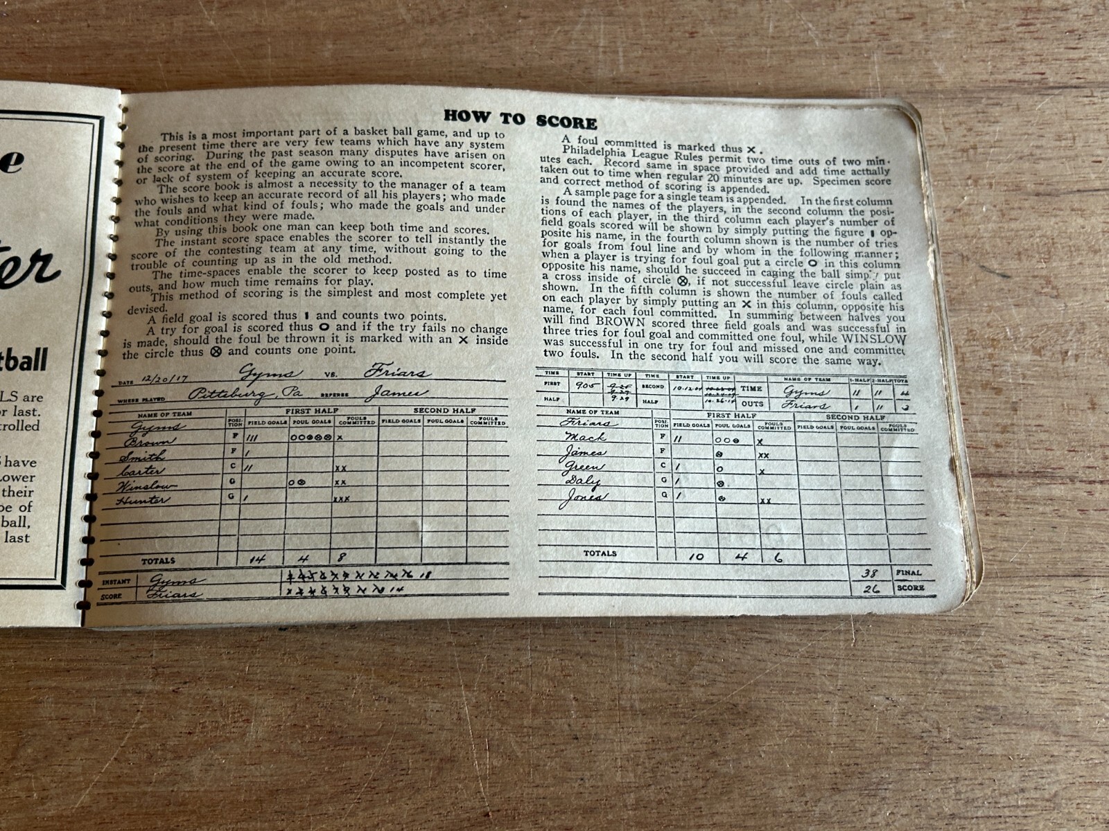 Gold Smith Official Basketball Score Book 1938-39 Badger Paints Cudahy Vtg Ads