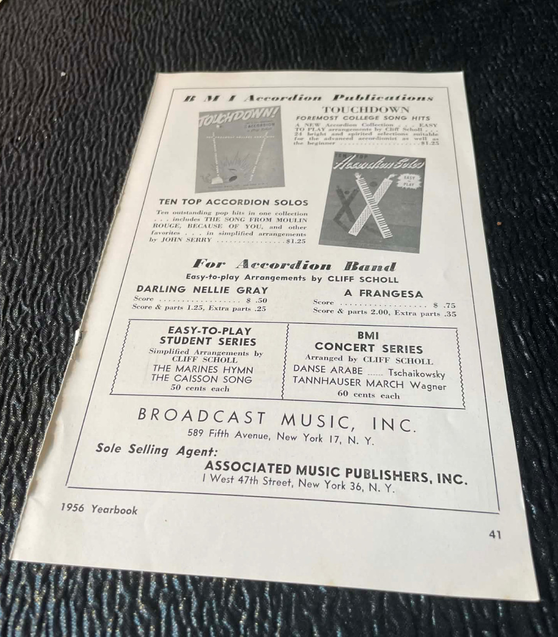Broadcast Music BMI Edwin H Morris Co Ad 1956 Accordion World Magazine