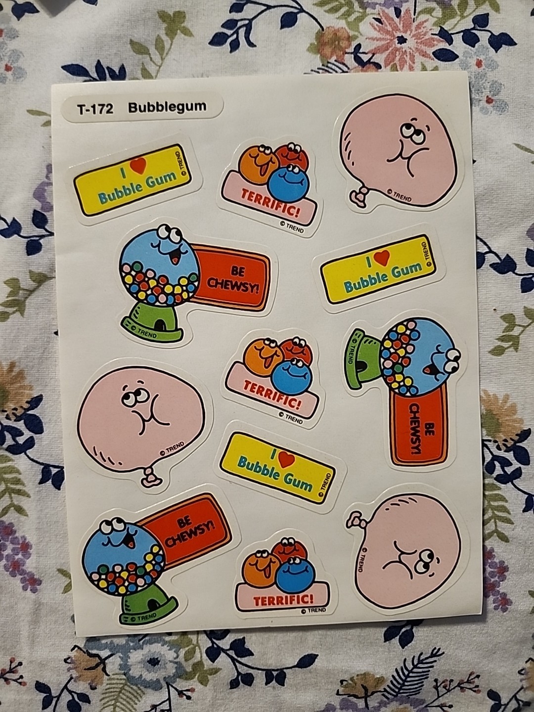 BUBBLE GUM Vintage TREND Scratch & Sniff Stinky Sticker Sheet Die Cut Scent RARE