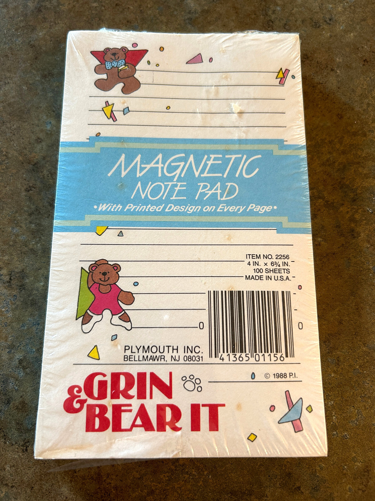 Vintage 80’s Grin & Bear It Magnetic Notepad 100 Lined Sheets Teddy Bears UNUSED
