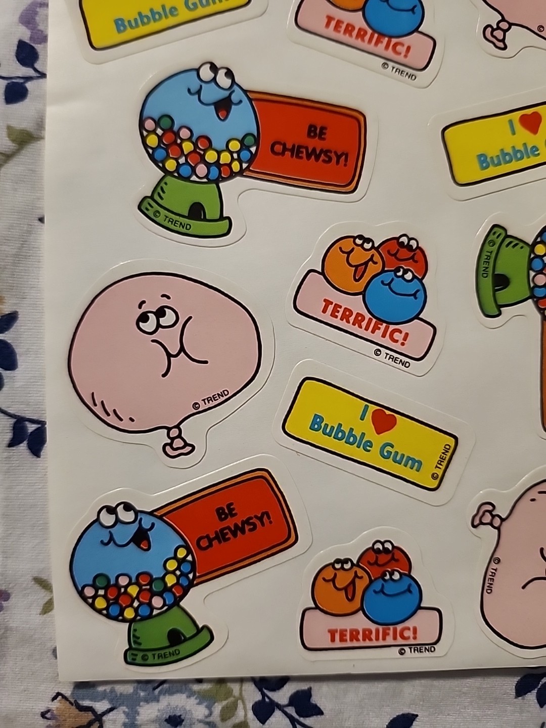BUBBLE GUM Vintage TREND Scratch & Sniff Stinky Sticker Sheet Die Cut Scent RARE
