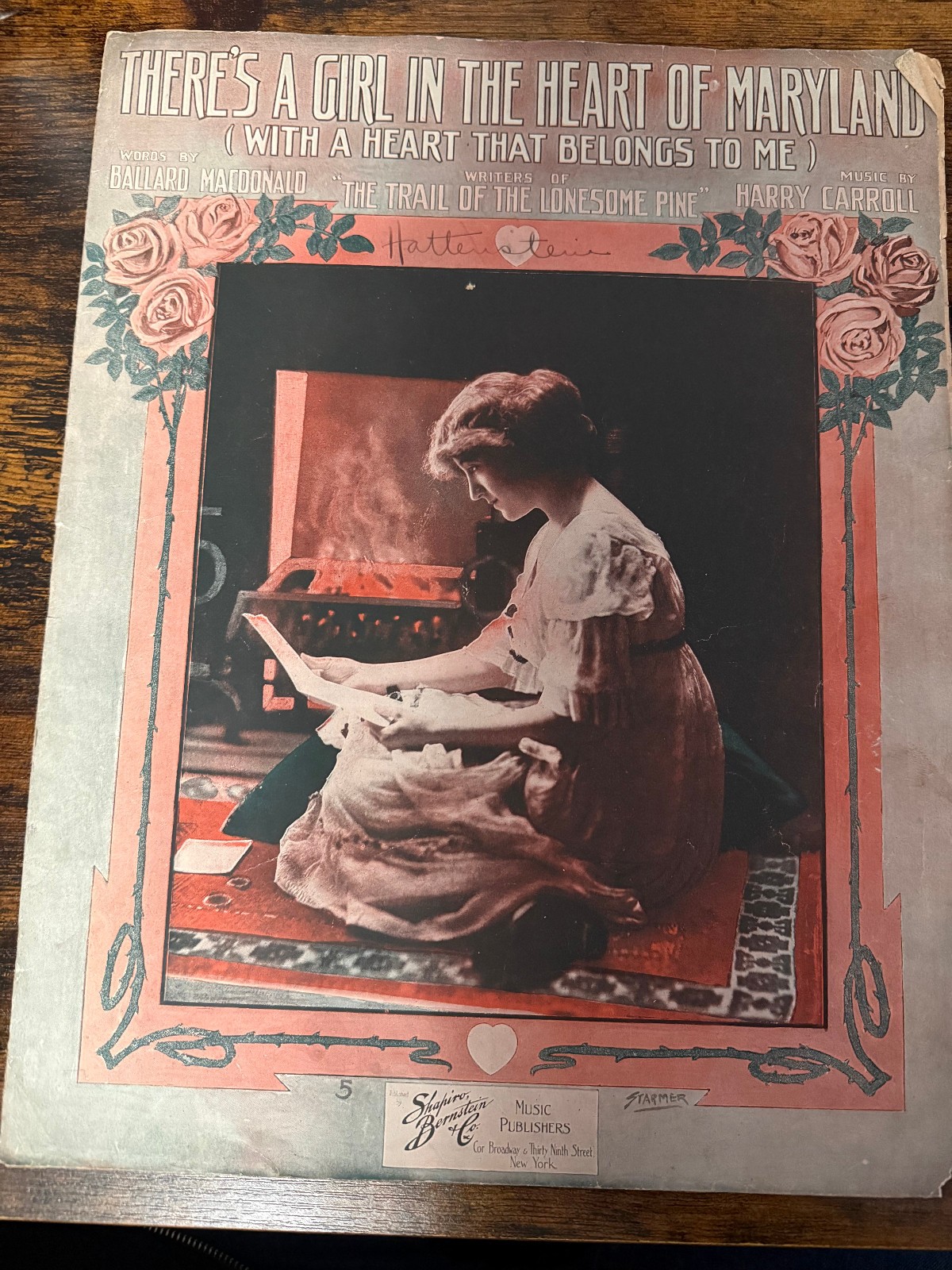 Vint. Sheet Music There’s A Girl In The Heart Of Maryland 1913 Shapiro/Bernstein