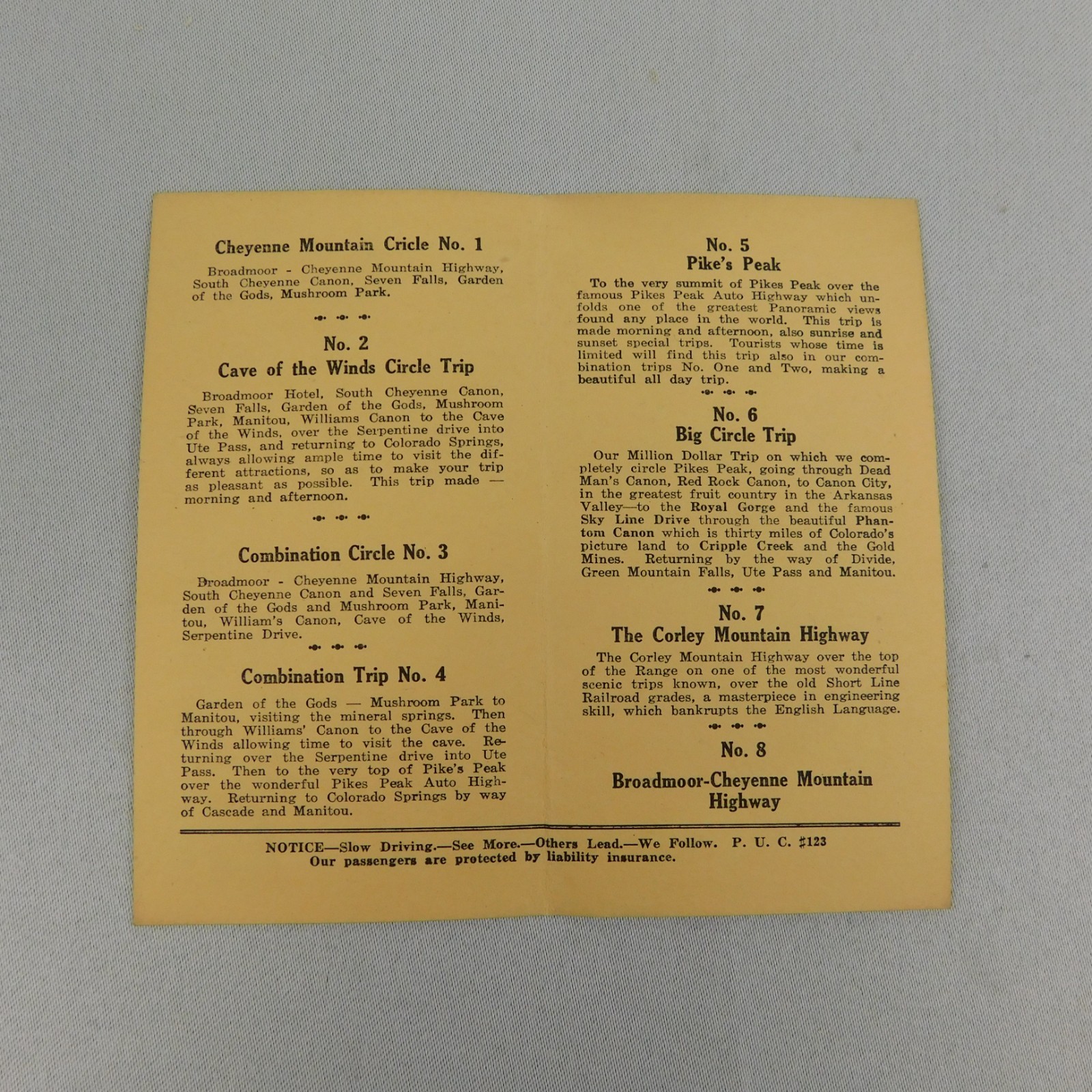 Vintage 20s Colorado Springs Sightseeing Scenic Trips Tour Guide Travel Brochure