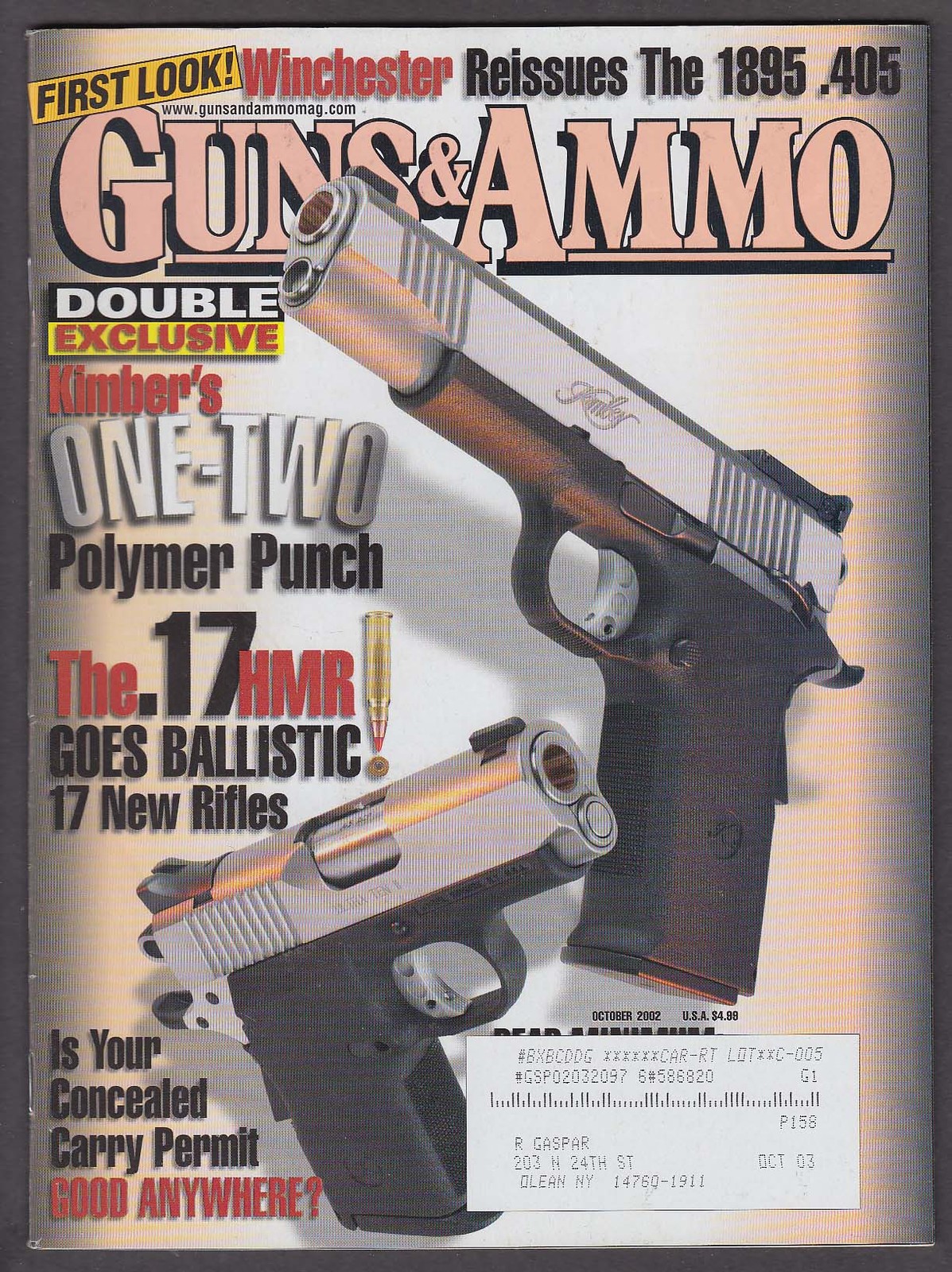 GUNS & AMMO Winchester 1895 Kimber .17 Howa Varminter + 10 2002