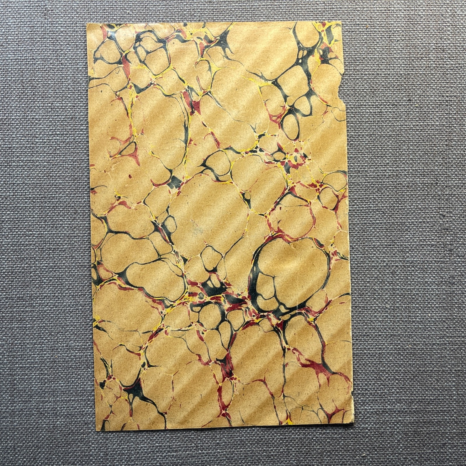 Antique Marbled End Papers Bookbinding Brown Black Red Yellow Lot of 2