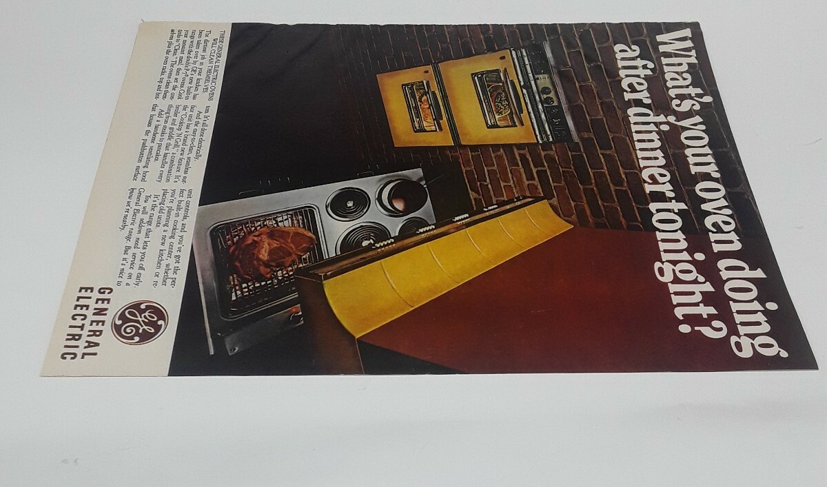 1968 General Electric P7 Self Cleaning Oven Yellow Vtg Magazine Print Ad