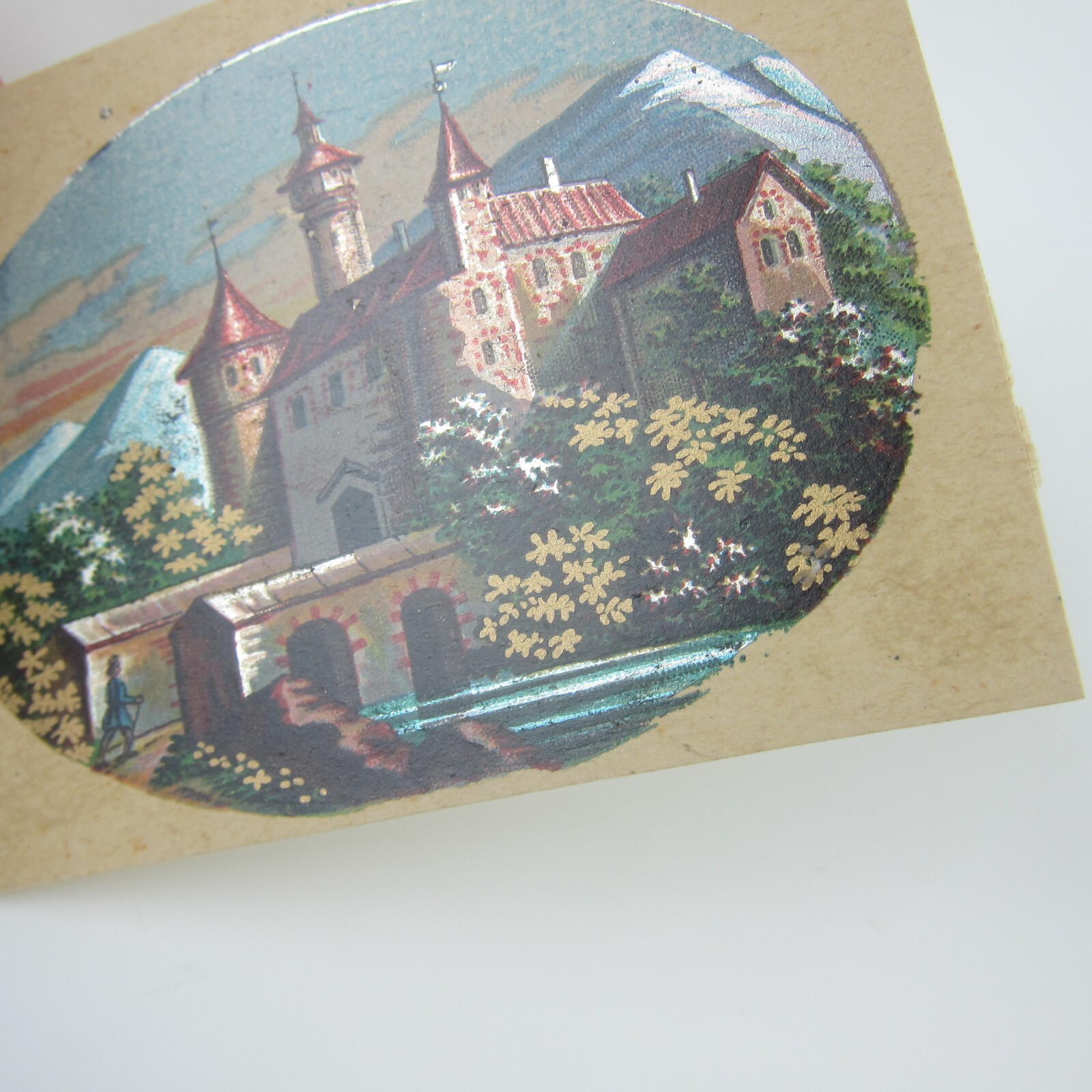 Antique Lithograph Print Samples Lot of 4 Castles Towns Villages Landscapes RARE