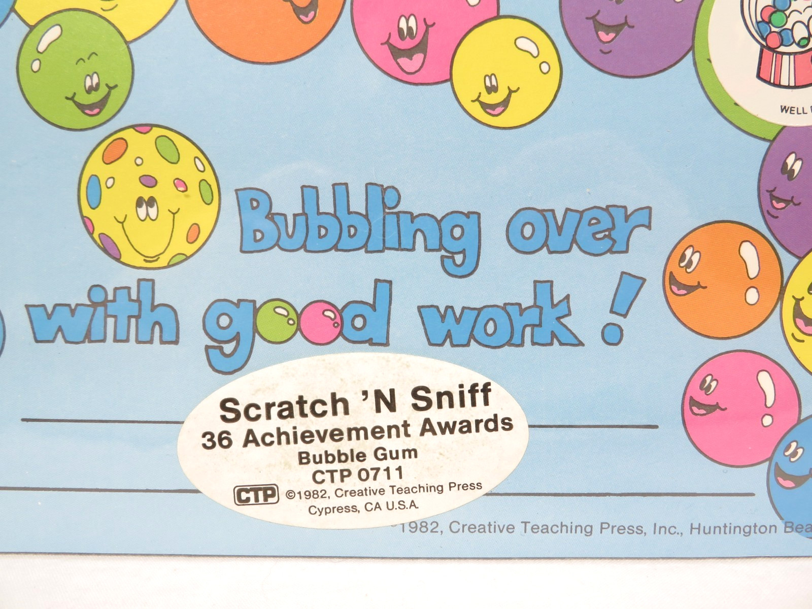 Vintage 1980s Scratch and Sniff Bubble Gum Awards Stickers Sealed Pack CTP 0711