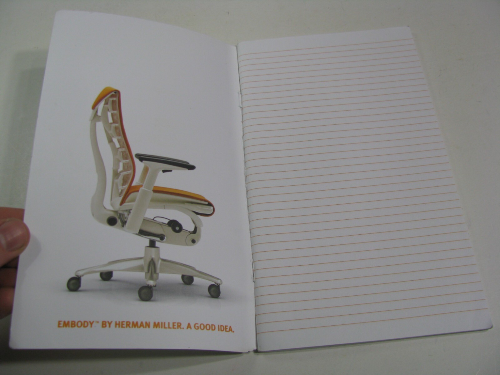 2008 Herman Miller Embody Chair Promo Sales Ad Advertising Lined Paper Notebook