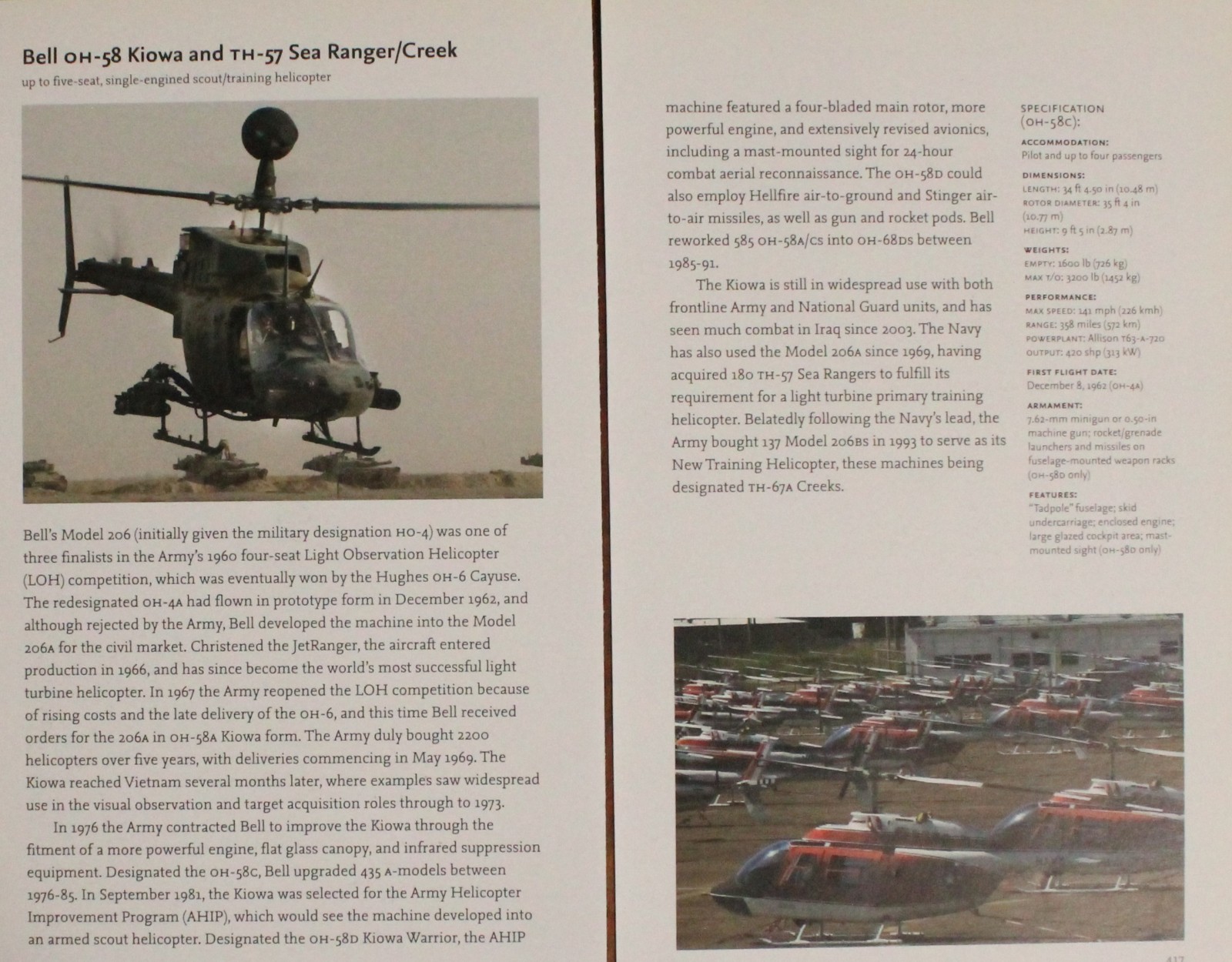 Bell OH-58 Kiowa TH-57 Helicopter Picture Aviation Article Vtg Detail Sheet