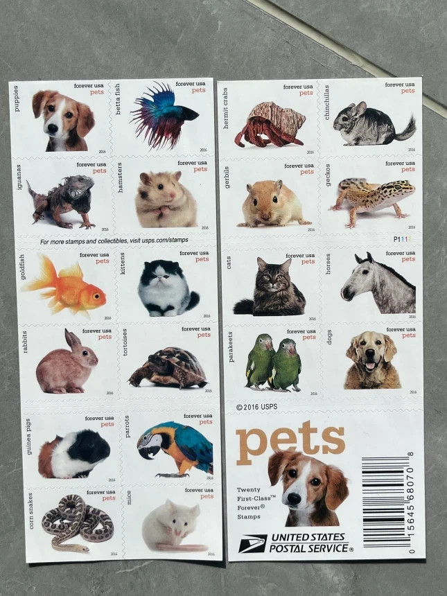 Discount USPS Stamps Pristine MNH 2016 5 SHEETS 100 FIRST CLASS LETTER PETS US S