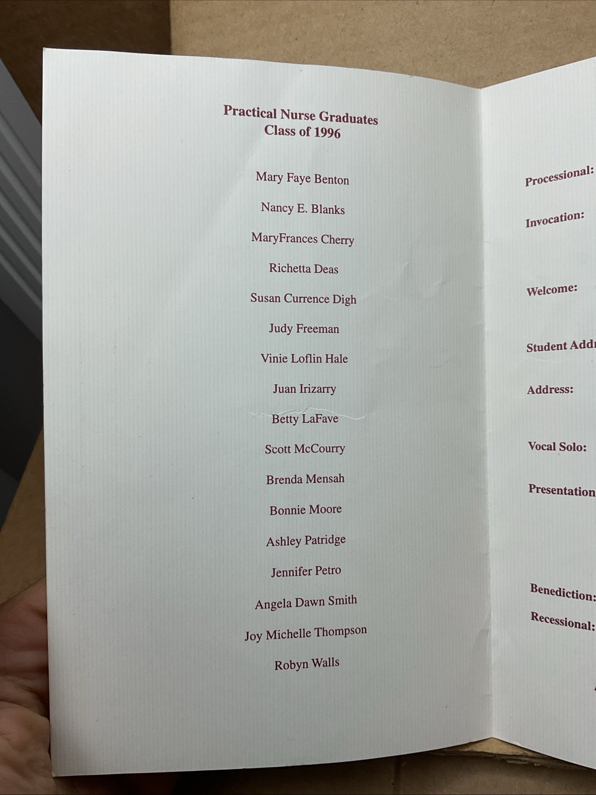 14 Aug 1996 Central Piedmont College Practical Nurse Program Photo Charlotte Nc