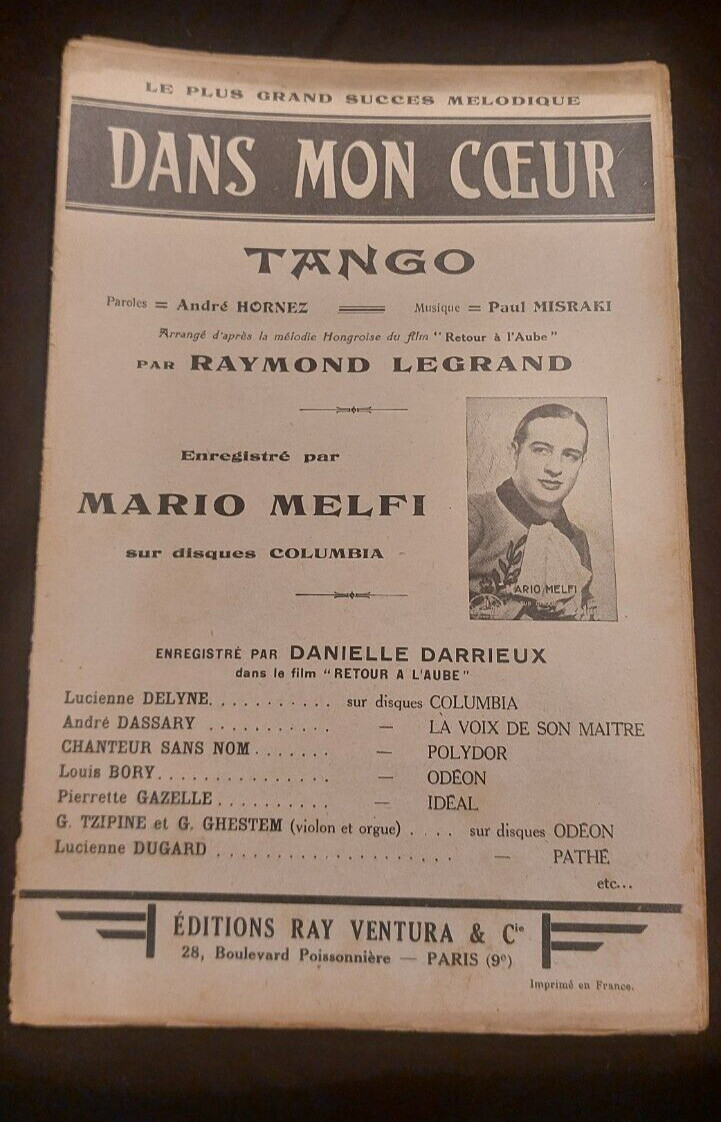 Sheet Music For Partition Dans Mon Cœur By Mario Melfi