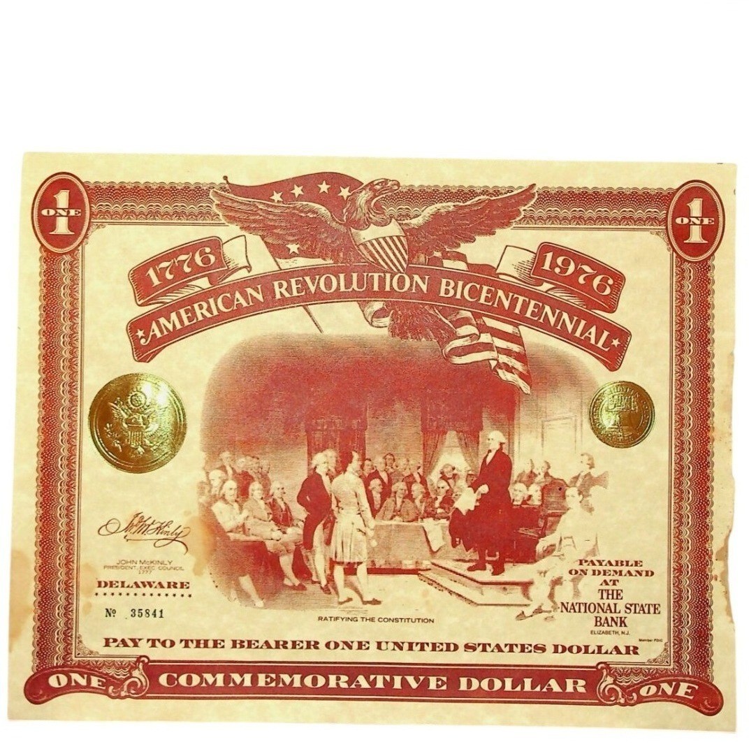 2-American Revolution Bicentennial 1976 Commemorative Note With Historic Details
