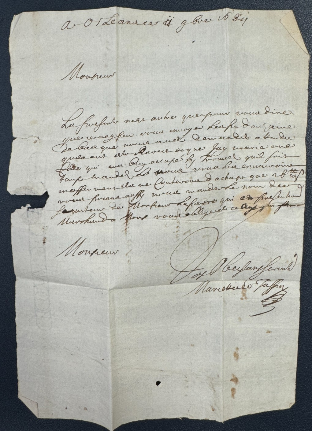 Letter From Orleans (Orléanais) For Reims / 1684 / Tax 3 Sous / 17th Century