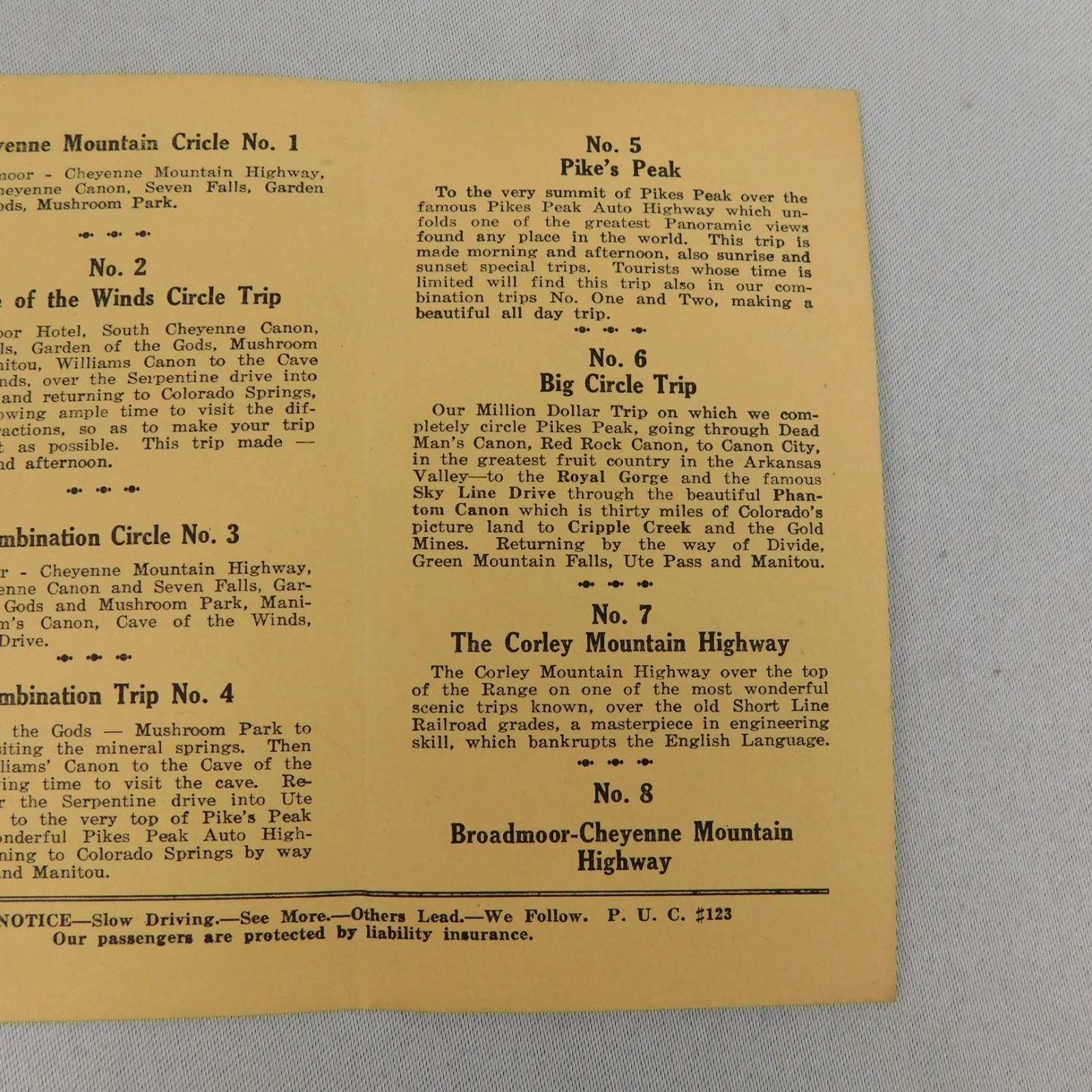 Vintage 20s Colorado Springs Sightseeing Scenic Trips Tour Guide Travel Brochure
