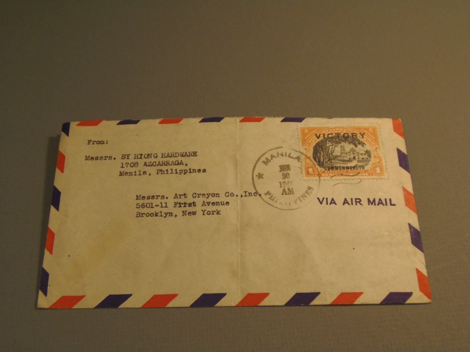 Barasoain Church Philippine Islands Cancelled Stamp Commonwealth Overprint Envel