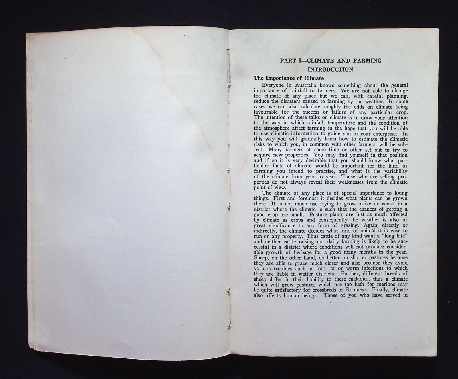 Climate & Soils in Relation to Agriculture : Ministry of Post-War Recon. 1949 PB