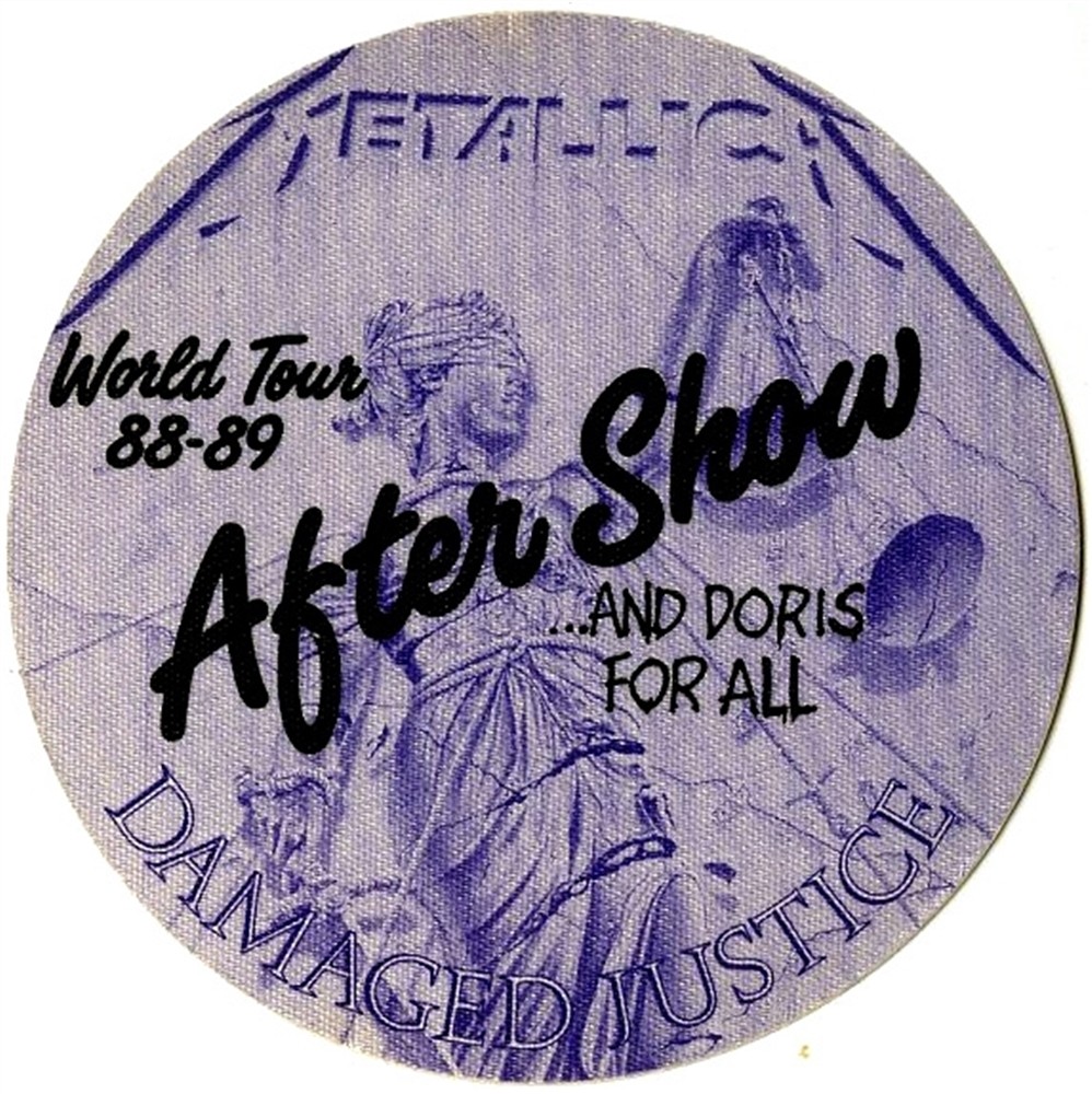 Metallica 1988 And Justice for All concert tour After Show Backstage Pass