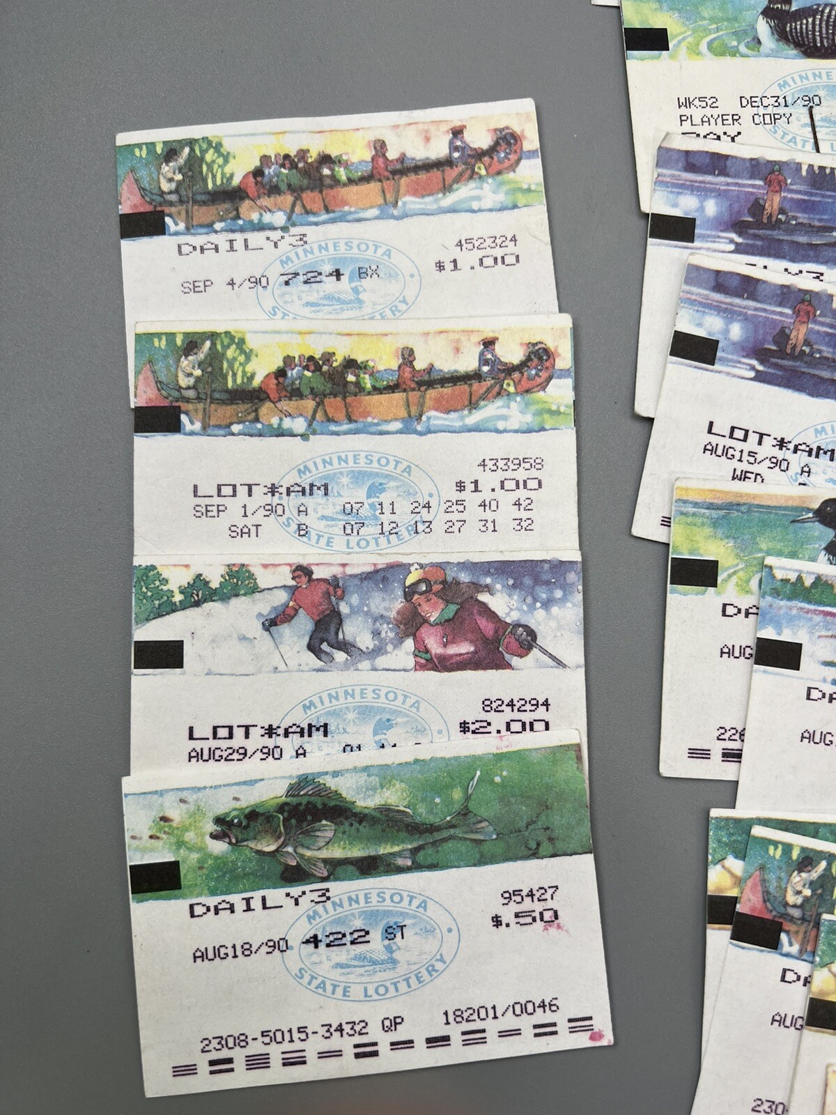 The Very First Minnesota State Lottery Tickets!! Issued in 1990/1991/1992
