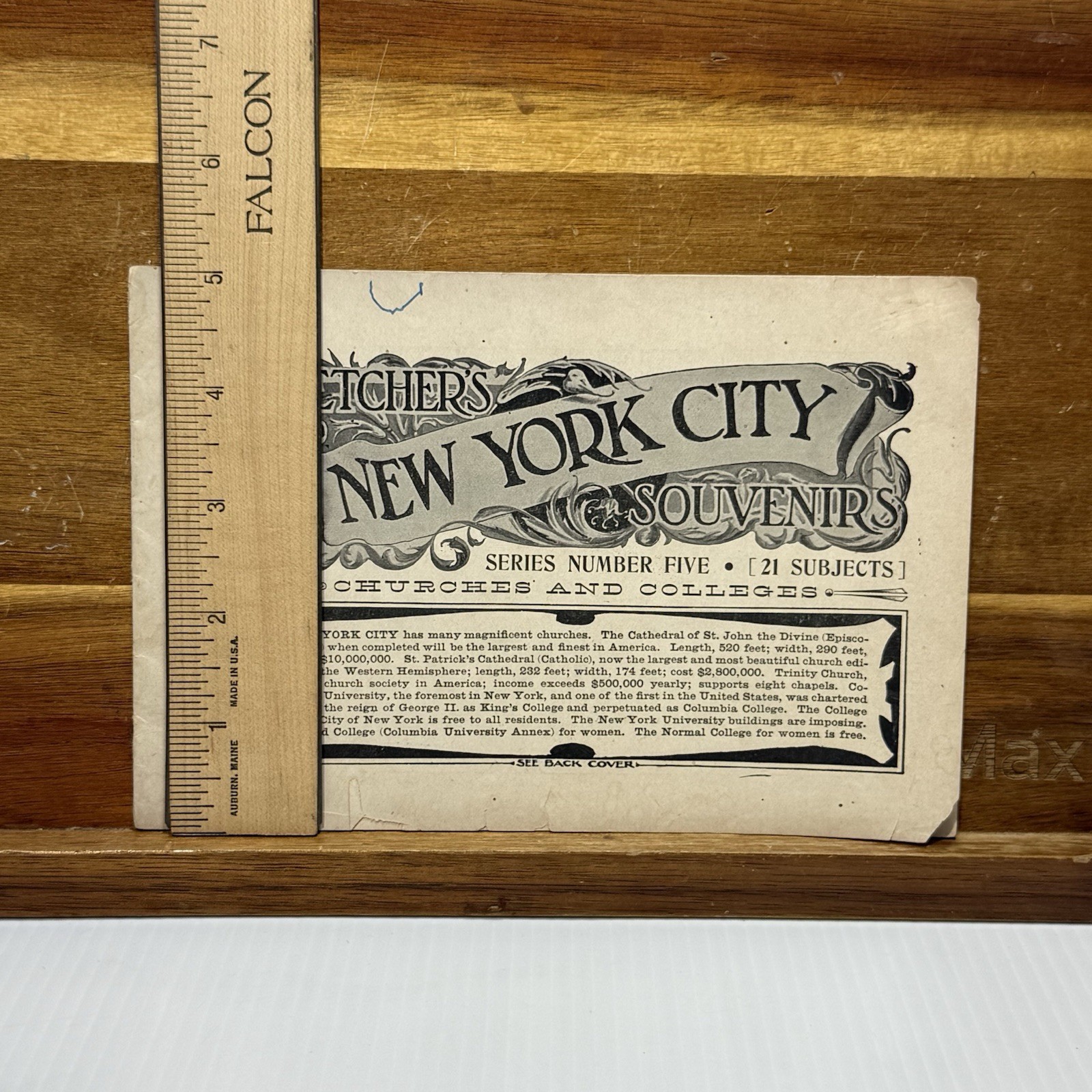 Fletcher’s New York City Souvenirs Series 5 c1895 Churches & Colleges Booklet