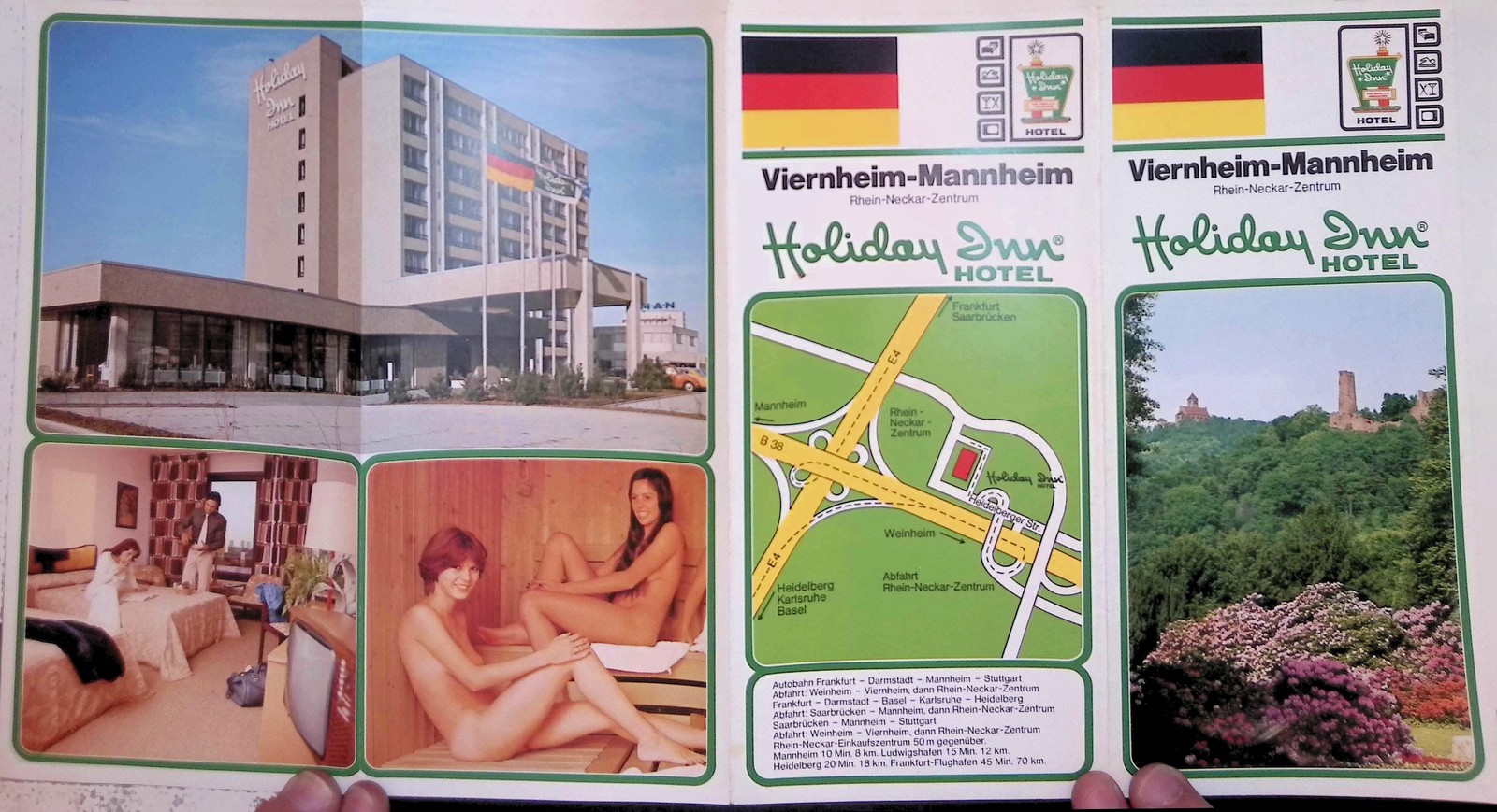 1970s Holiday Inn Viernheim Brochure Rhein-Neckar-Zentrum Map Pool Sauna